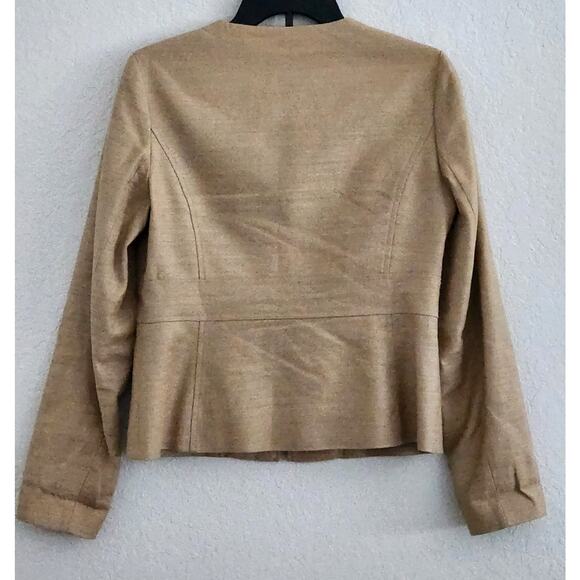 JACKET-ANNE KLEIN-Gold-Cotton Linen Blend-Zippers-Long Sleeves-Lined-Size SMALL - Picture 2 of 15